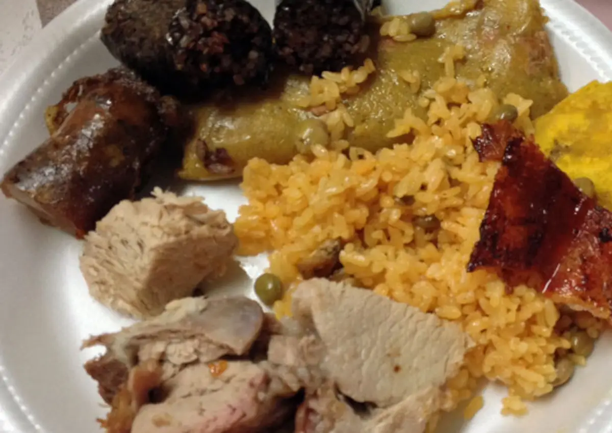 Delicious lechon, morciall, arroz con gandules at Guavate, Puerto Rico