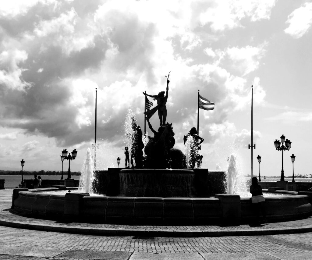 the stunning Raíces Fountain in Old San Juan