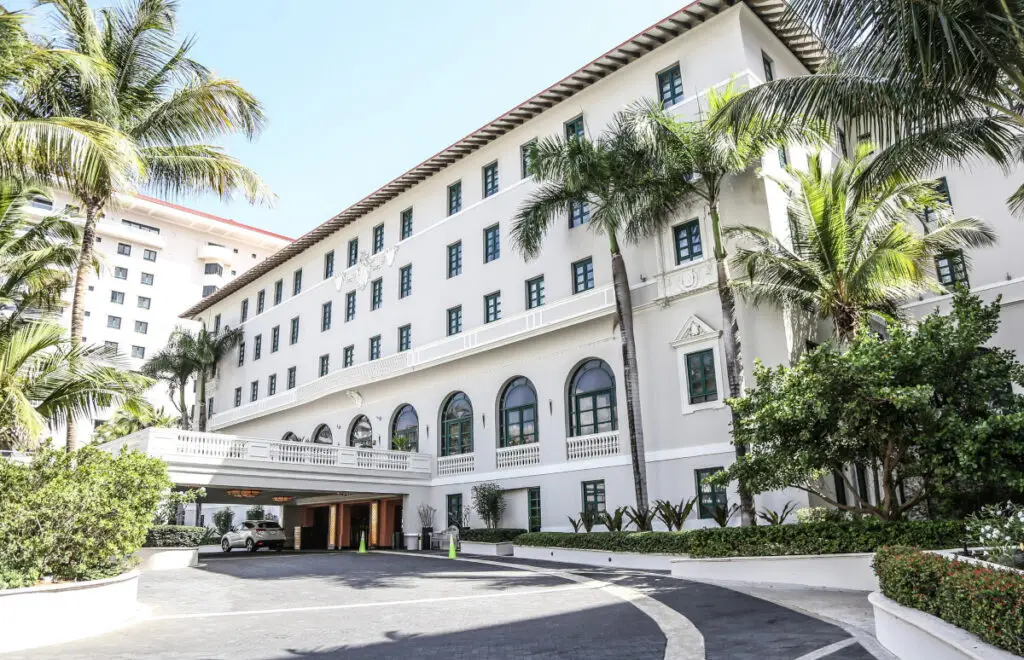 Elegant architecture of the historic Condado Vanderbilt Hotel in San Juan, Puerto Rico