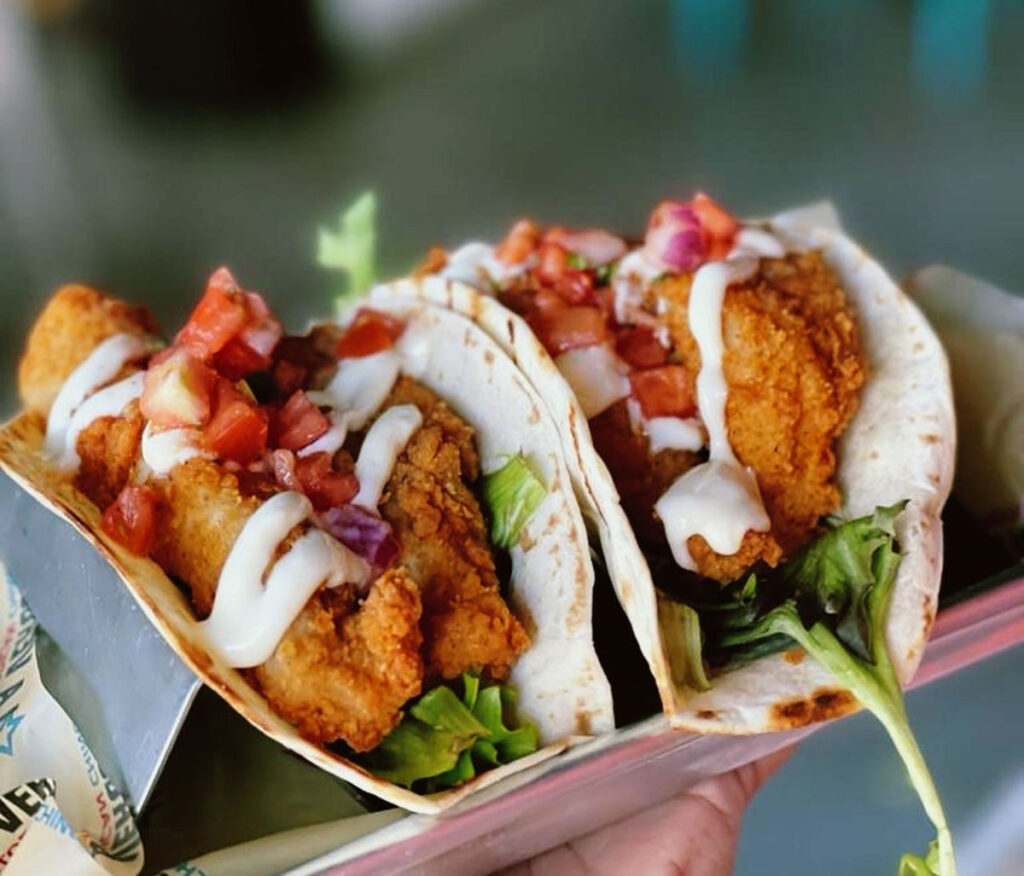 Delicious fish tacos at La Vergüenza Puerto Rican Chinchorro in Old San Juan