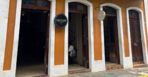 Colonial architecure of Cafe Lab in Old San Juan