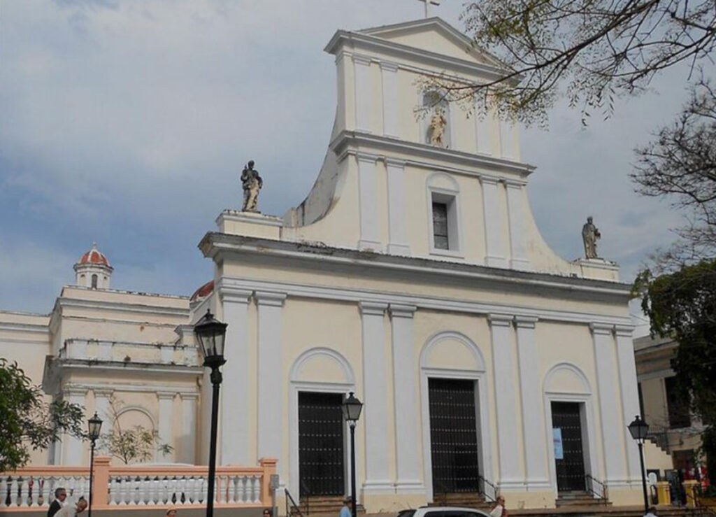 Exterior facade of the Catedral de San Juan Bautista in Old San Juan